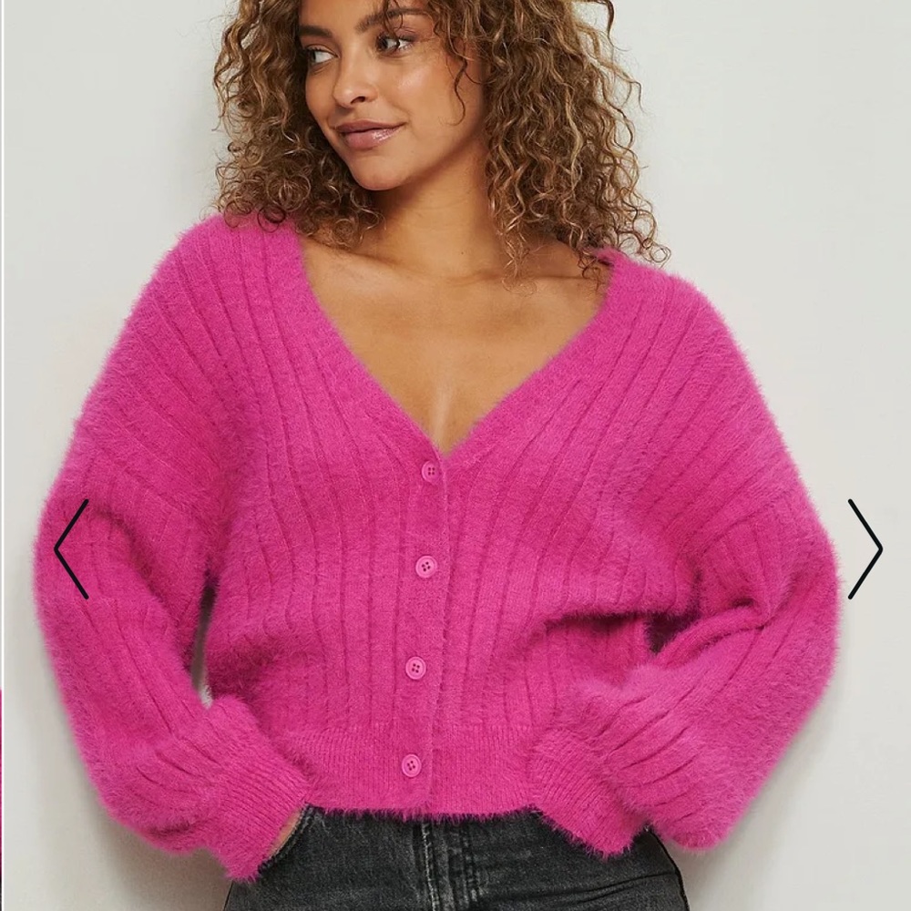 NAKD Knitted Ribbed Fuzzy Cardigan